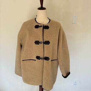 Rebecca Minkoff Tan Teddy Jacket with Black Toggles